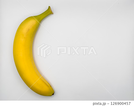 Ripe banana isolated on white background, copy space, flat lay, top view 126900457