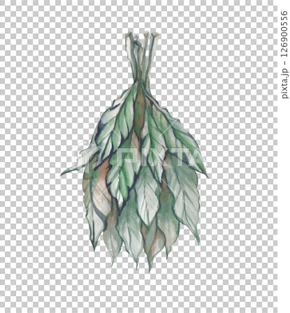 A dry bunch of grass is isolated on a white background. Watercolor illustration, Clipart for fairy tale or farm design. Suitable for Halloween decorations. 126900556