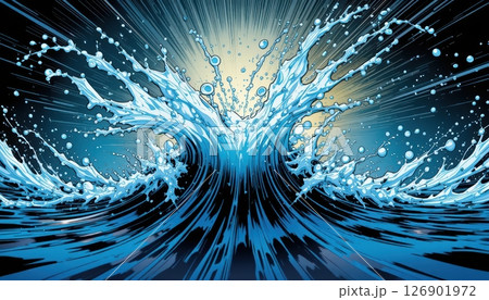 Water Splash Burst Dynamic Comic Book 126901972