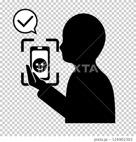 使用智慧型手機進行人臉辨識的人的輪廓 126902303