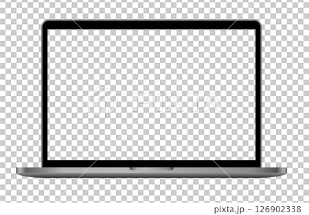 Mockup of a monitor. Silver laptop. Computer display with an empty screen isolated on transparent background 126902338