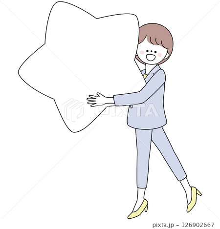 星型フレームを持つスーツの女性のイラスト 星型フレームを持つスーツの女性のイラスト 126902667