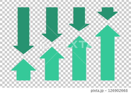 Set of green arrow icons of different lengths 126902668