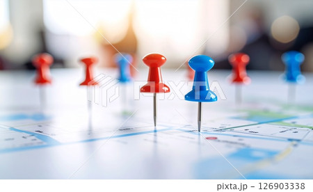 営業地図と赤青のピン 営業地図と赤青のピン 126903338