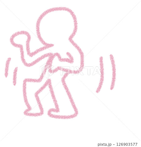 エネルギッシュなダンスシルエット　ピンク　シンプル　イラスト　線画　アイコン　素材 126903577
