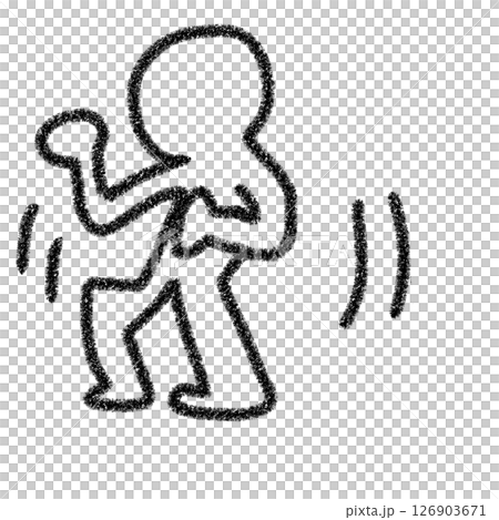 エネルギッシュなダンスシルエット　黒　シンプル　イラスト　線画　アイコン　素材 126903671