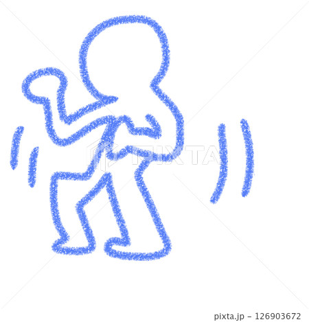 エネルギッシュなダンスシルエット　青　シンプル　イラスト　線画　アイコン　素材 126903672