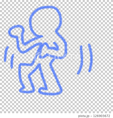 エネルギッシュなダンスシルエット　青　シンプル　イラスト　線画　アイコン　素材 126903672