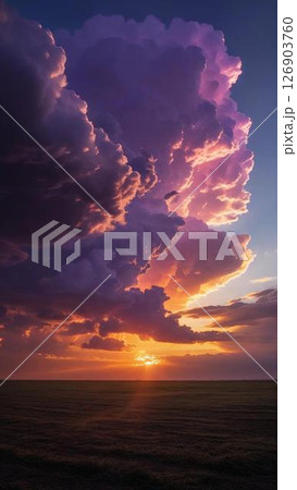 夕暮れと入道雲 126903760
