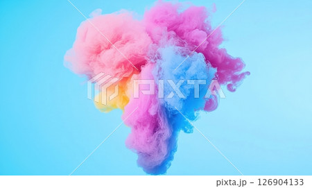 Colorful abstract smoke cloud on a blue background. Colorful abstract smoke cloud on a blue background. 126904133