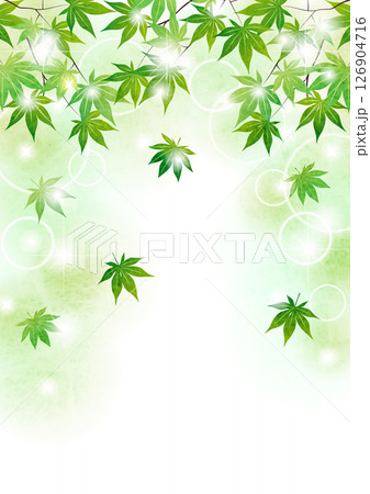青紅葉キラキラ背景、イラスト、夏、かわいい、縦 126904716