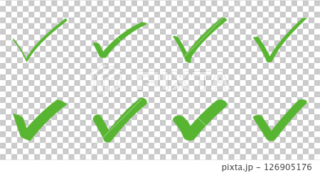 Check mark handwritten vector icon set yellow-green 126905176