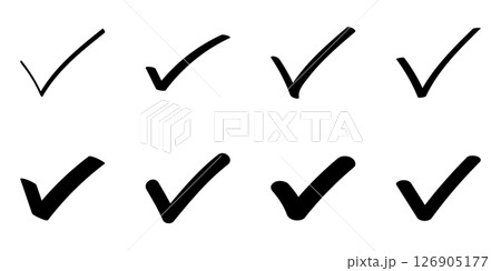 チェックマーク 手書き ベクター アイコン セット 黒 チェックマーク 手書き ベクター アイコン セット 黒 126905177