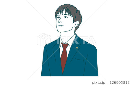 空を見上げる制服姿の男子高校生のイラスト素材 空を見上げる制服姿の男子高校生のイラスト素材 126905812