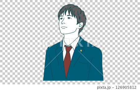 空を見上げる制服姿の男子高校生のイラスト素材 空を見上げる制服姿の男子高校生のイラスト素材 126905812