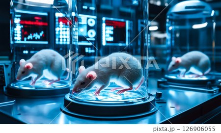 Rats in a lab are part of an experiment. The concept emphasizes scientific research and the ethical considerations of animal testing. Generative AI. 126906055