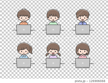 ノートパソコンを操作する子どもたち 126906088