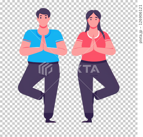 Yoga pose demonstrating balance and mindfulness. 126906121