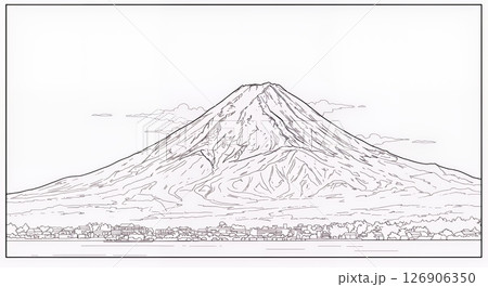 塗り絵　富士山風景 126906350