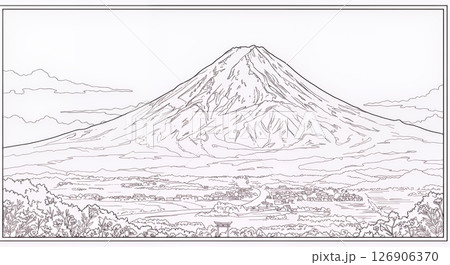 塗り絵　富士山風景 126906370