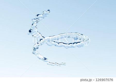 螺旋を描き上昇する水の造形の3Dイラスト 126907076