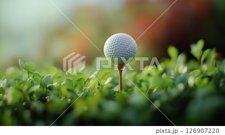 ティーショット前のゴルフボール接写 126907220