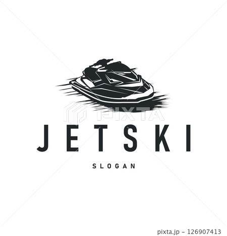 water sport jet ski logo design extreme ocean sport with simple concept black silhouette and vintage retro water racing illustration template symbol water sport jet ski logo design extreme ocean sport with simple concept black silhouette and vintage retro water racing illustration template symbol 126907413
