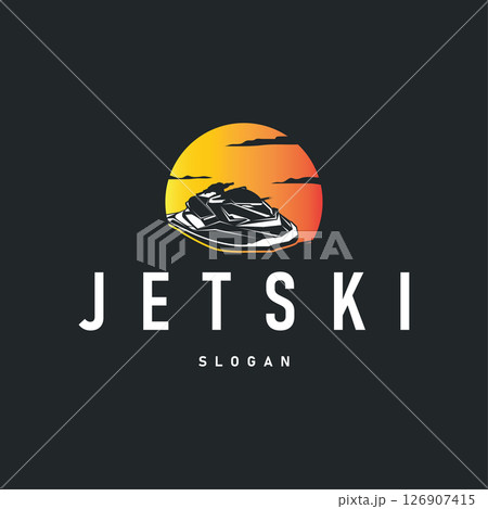 water sport jet ski logo design extreme ocean sport with simple concept black silhouette and vintage retro water racing illustration template symbol water sport jet ski logo design extreme ocean sport with simple concept black silhouette and vintage retro water racing illustration template symbol 126907415