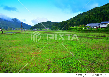 早朝の里山 新緑の田園風景 栃木市大久保町付近 早朝の里山 新緑の田園風景 栃木市大久保町付近 126907483