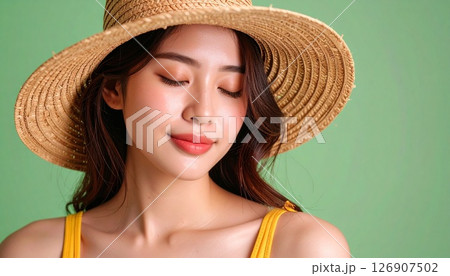 麦わら帽と微笑む夏の日常 126907502