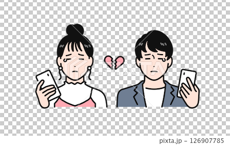 失恋する若い男女 126907785