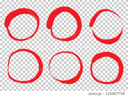 筆で描いた赤いベクターの丸 126907788