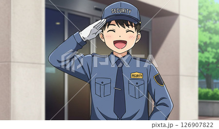 明るい表情の男性警備員　生成AI画像 126907822