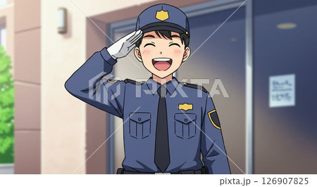 笑顔がまぶしい警備員の仕事風景　生成AI画像 126907825
