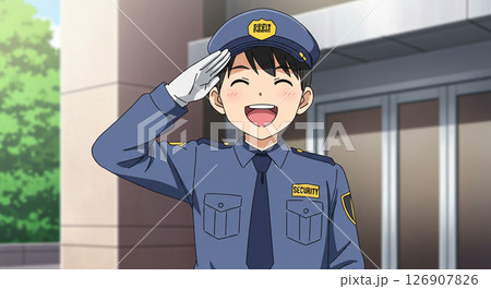 親しみやすい印象の警備スタッフ　生成AI画像 126907826