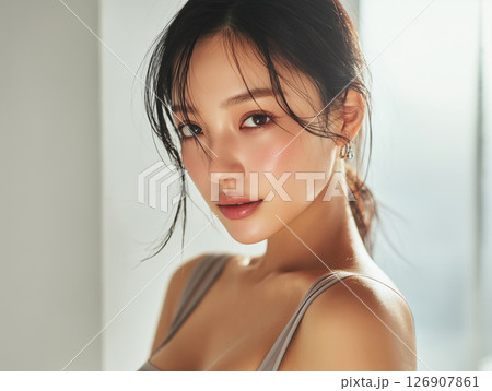 自然光で撮影された女性のスキンケア向け写真 126907861