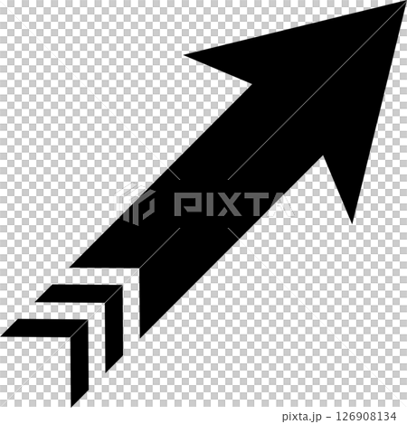 黑色 V 形條紋尾部，帶有向上的對角線箭頭 126908134