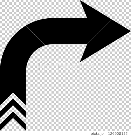 黑色V型條紋尾部右轉彎箭頭 黑色V型條紋尾部右轉彎箭頭 126908135