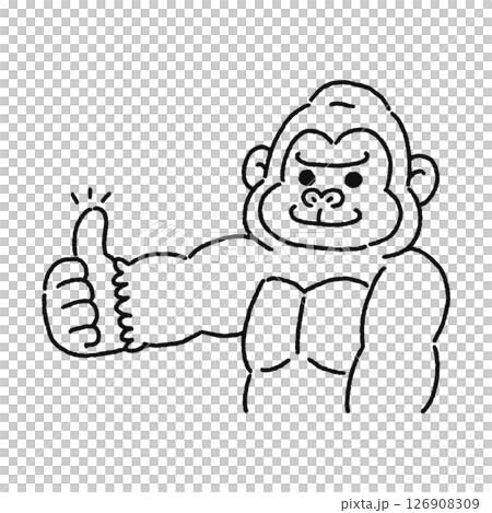 大猩猩做出好兆頭 — — 線條畫 126908309