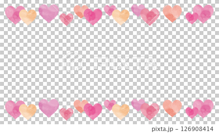 Watercolor heart frame top and bottom vector Watercolor heart frame top and bottom vector 126908414