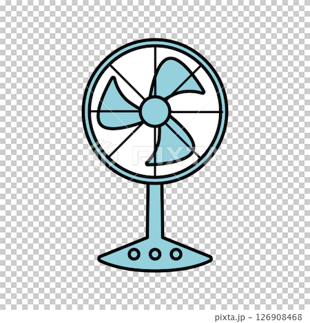 Simple vector illustration of a desk fan (blue) | Fan, fan, home appliance, coolness, air cooler 126908468