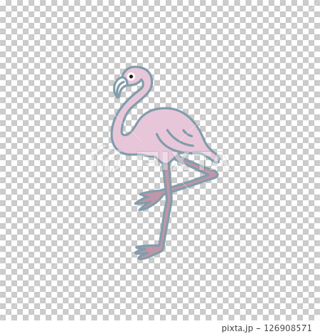 簡單的動物插圖：火烈鳥 126908571