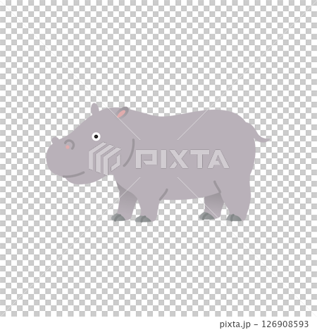 シンプル動物イラスト　カバ 126908593