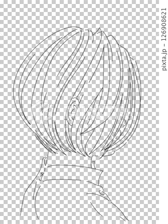 おしゃれショートボブ女性の線画イラスト 126908621