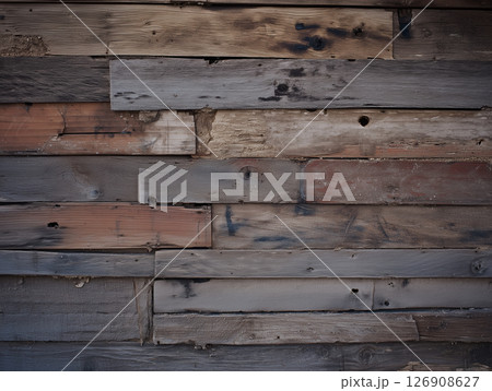 ヴィンテージ風の古材を使った木壁テクスチャ 126908627