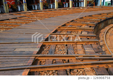 Vintage Locomotives at Changhua Roundhouse, Taiwan. 126908758