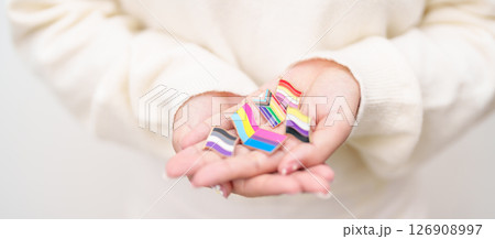 Happy pride month and LGBT or LGBTQ or LGBTQIA with rainbow flag Brooch pin for Lesbian, Gay, Bisexual, Transgender, Non Binary, Marriage Equality Law, Pansexual, Asexuality and Bisexuality Day Happy pride month and LGBT or LGBTQ or LGBTQIA with rainbow flag Brooch pin for Lesbian, Gay, Bisexual, Transgender, Non Binary, Marriage Equality Law, Pansexual, Asexuality and Bisexuality Day 126908997