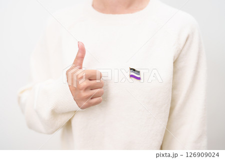International Asexuality April Day and Happy Pride June month and LGBTQIA with flag Brooch pin for LGBTQ, Marriage Equality Law, Pansexual, Demisexual and transgender 126909024
