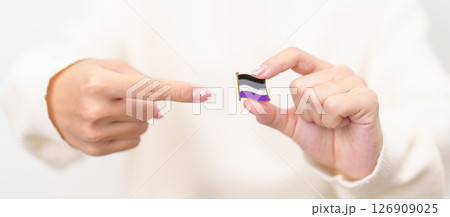 International Asexuality April Day and Happy Pride June month and LGBTQIA with flag Brooch pin for LGBTQ, Marriage Equality Law, Pansexual, Demisexual and transgender 126909025