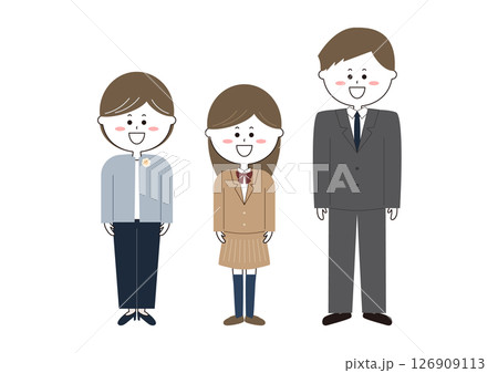 入学式に行く父母と女の子のイラスト 入学式に行く父母と女の子のイラスト 126909113